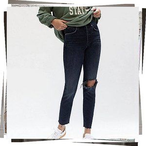 Black Distressed High Rise Jeans by We The Free